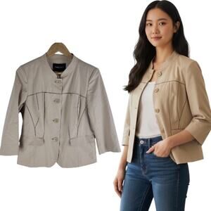 Lafayette 148 Petite Lightweight Jaceket Lined Beige Size 12P